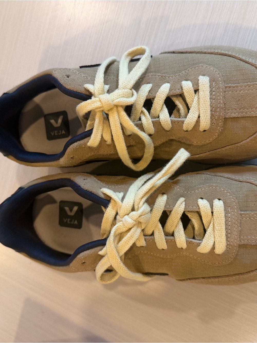 VEJA Tan Suede & Canvas Sneakers with Cream Laces